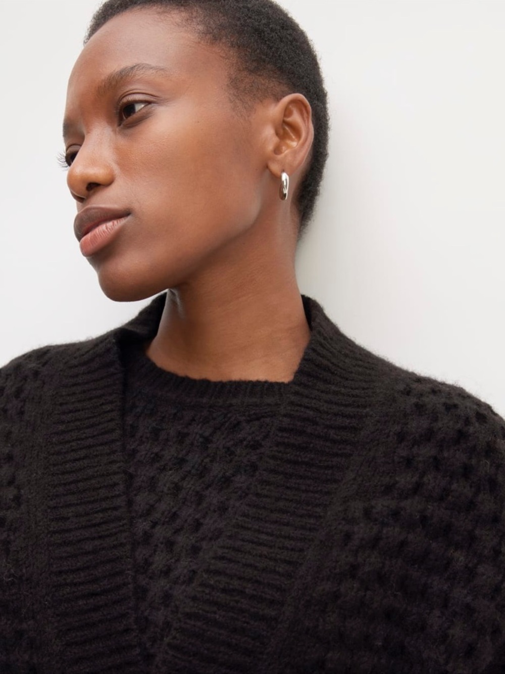 Everlane Black Textured Knit Sweater